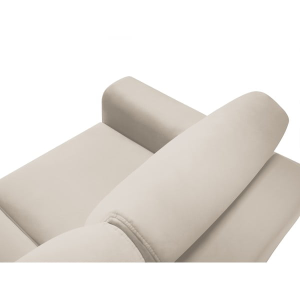 Bež žametna raztegljiva kotna sedežna garnitura s prostorom za shranjevanje Kyoto – Cosmopolitan Design-image-4