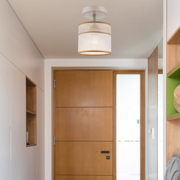 Svetlo rjava stropna svetilka s tekstilnim senčnikom ø 16 cm Andrea – LAMKUR-image-2