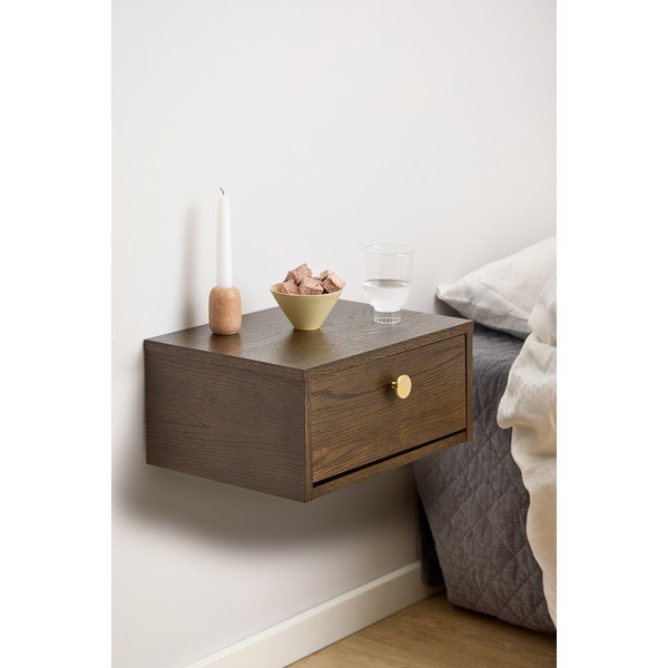 Nočna omarica v hrastovem dekorju v temni naravni barvi Monfort – Actona-image-1