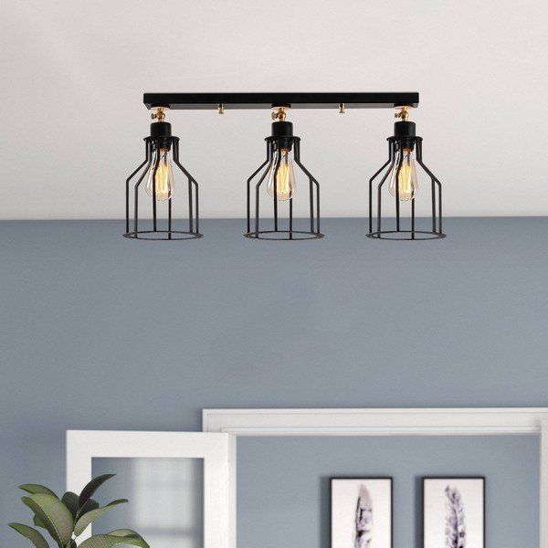 Črna/zlata stropna svetilka s kovinskim senčnikom ø 17 cm Alacati – Opviq lights-image-1