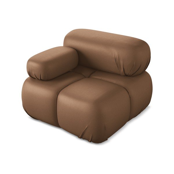 Rjav modul za sedežno garnituro iz umetnega usnja (levi kot) Lokua – Makamii-image-1