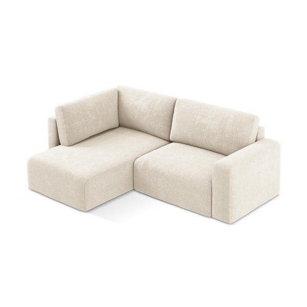 Kremno bela raztegljiva/s prostorom za shranjevanje kotna sedežna garnitura iz šenilje (levi kot/v obliki črke L) Kona – Makamii-image-3