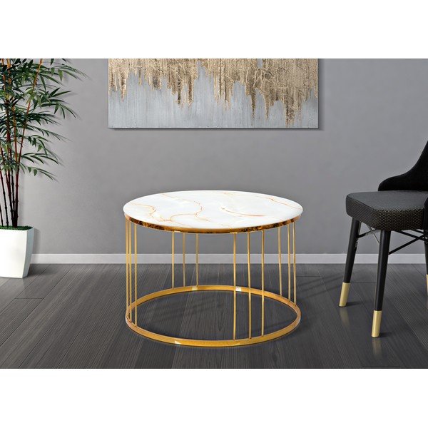 Kavna mizica v zlati barvi Mauro Ferretti Simple Paris, ⌀ 70 cm-image-1