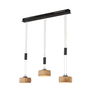 LED zatemnitvena viseča svetilka z lesenim senčilom v črni in naravni barvi Shine-wood – Fischer & Honsel