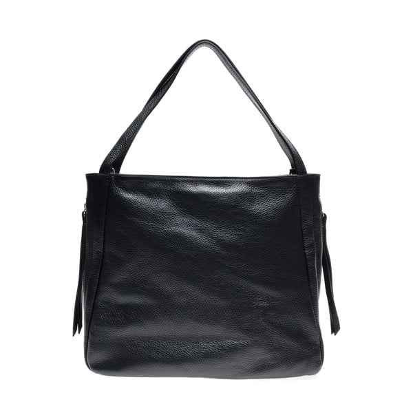 Črna usnjena torbica s 3 notranjimi žepi Carla Ferreri