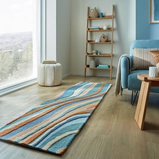 Moder ročno tkan volnen tekač 60x230 cm Abstract Flow – Flair Rugs