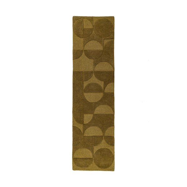 Temno zelen ročno tkan volnen tekač 60x230 cm Gigi – Flair Rugs