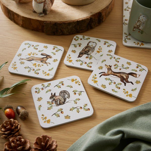 Sivorjavi podstavki za kozarce v kompletu 4 ks iz plute Forest Fable – Cooksmart ®-image-1