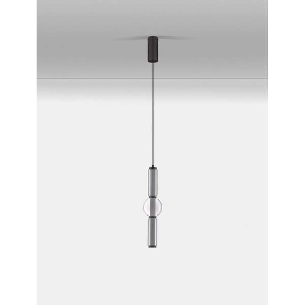 Siva steklena LED zatemnitvena viseča svetilka ø 12 cm Ulon – Nova Luce-image-1
