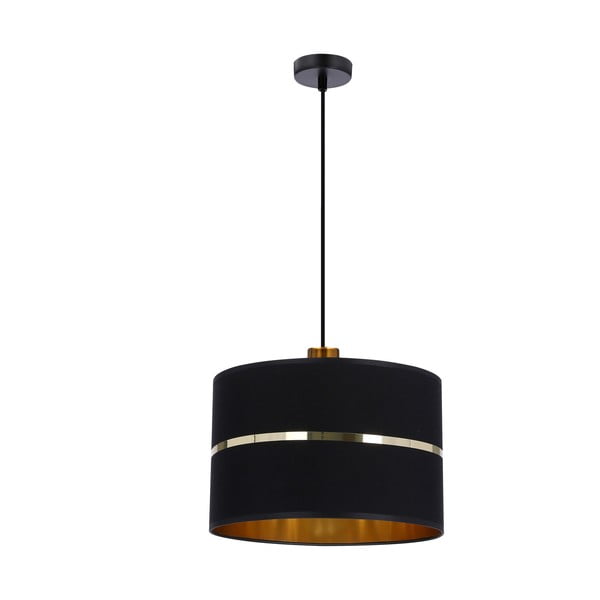 Črna viseča svetilka s tekstilnim senčnikom ø 30 cm Assam – Candellux Lighting