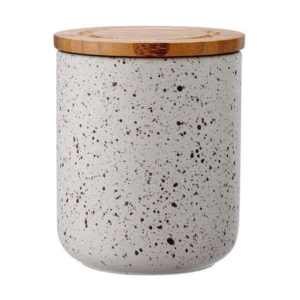 Ladelle Speckle siv keramični kozarec z bambusovim pokrovom, višina 13 cm