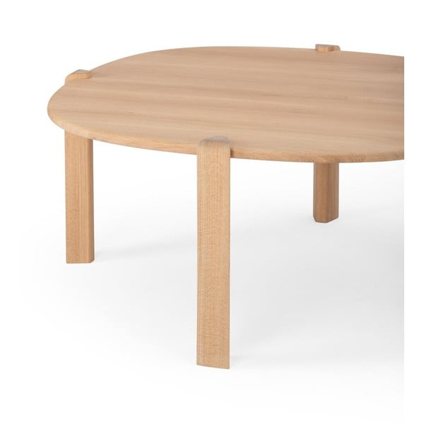 Okrogla klubska mizica iz masivnega hrasta v naravni barvi ø 100 cm Kulin – Gazzda-image-4