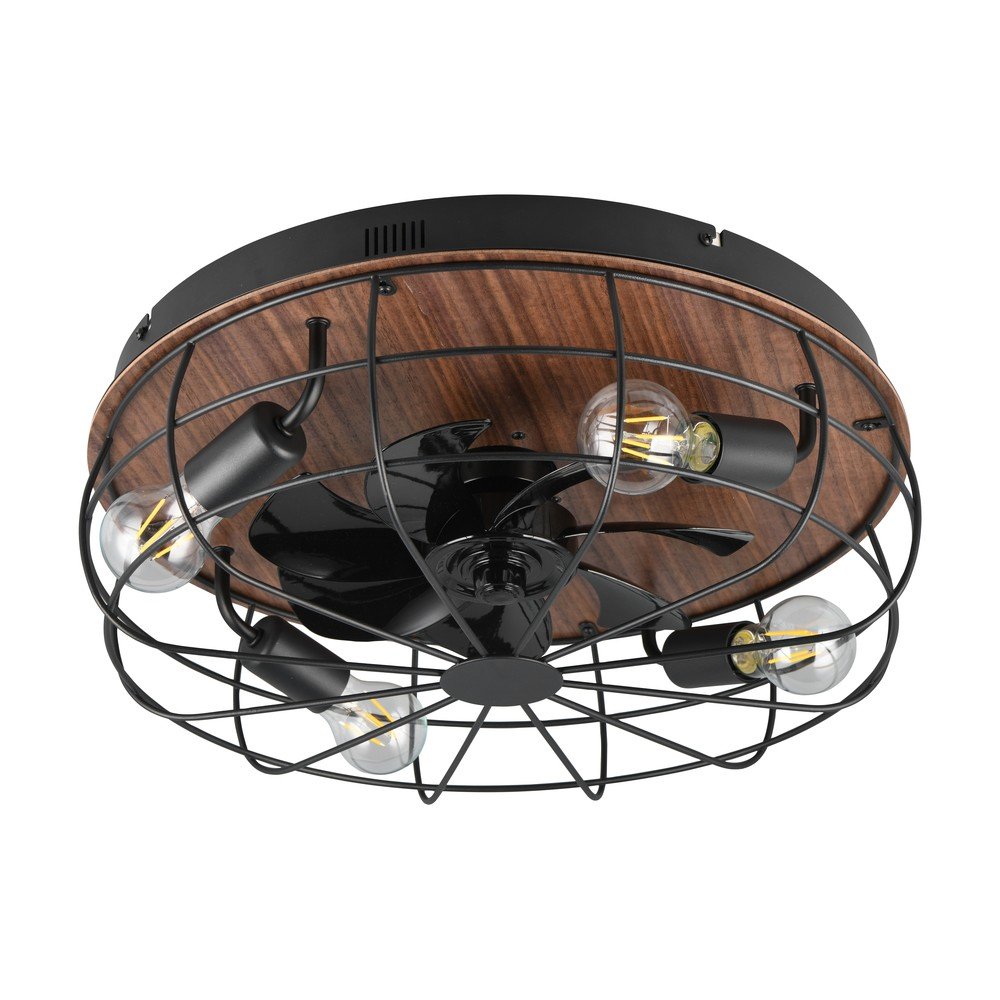 Mat črna/rjava stropna svetilka z daljinskim upravljalnikom/z ventilatorjem Trondheim