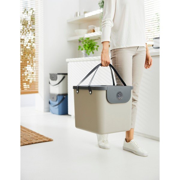 Svetlo rjav koš za smeti za ločevanje odpadkov iz reciklirane plastike 40 l Albula – Rotho-image-1