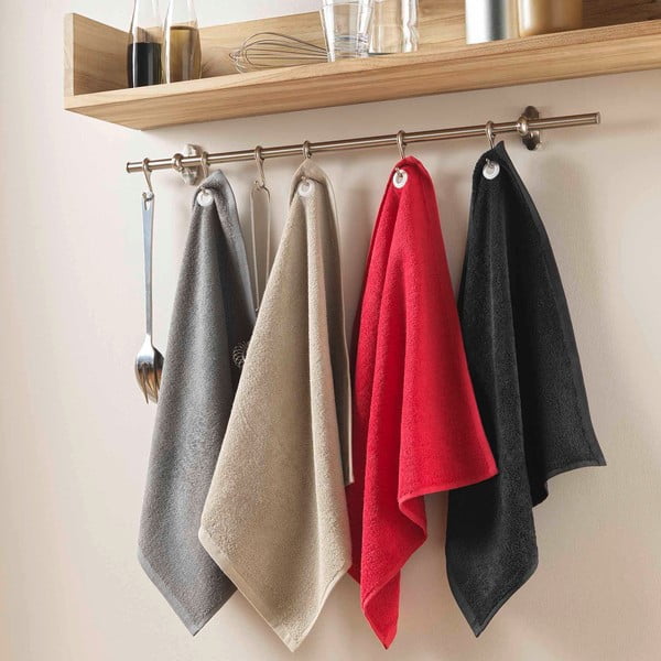 Rdeča frotirna bombažna brisača 50x50 cm Cuistot – douceur d'intérieur-image-1