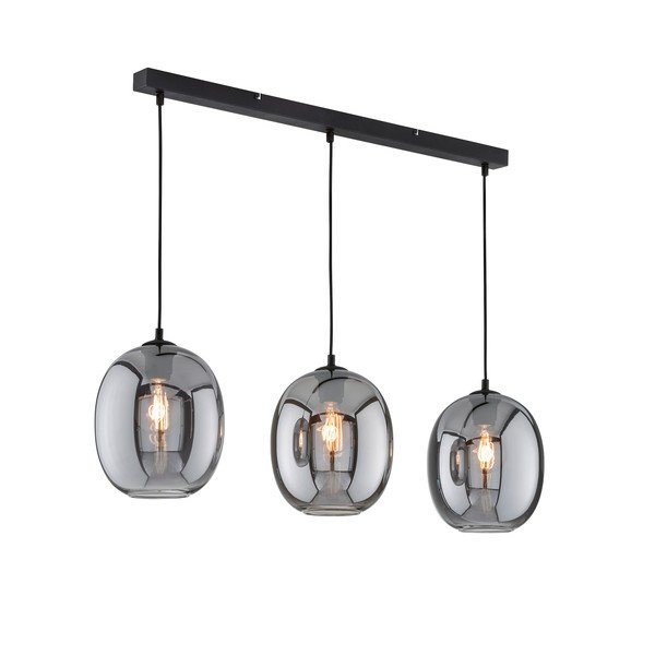 Črna viseča svetilka s steklenim senčilom Nayla – Fischer & Honsel