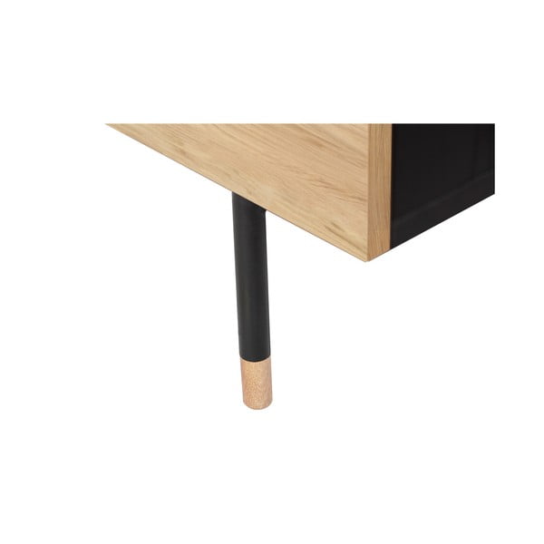 Nizka komoda v hrastovem dekorju v črni in naravni barvi 130x87 cm Jugend – Woodman-image-3