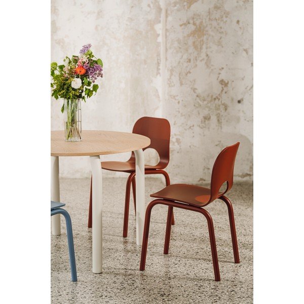 Okrogla jedilna miza z mizno ploščo v hrastovem dekorju ø 100 cm Meko – noo.ma-image-3