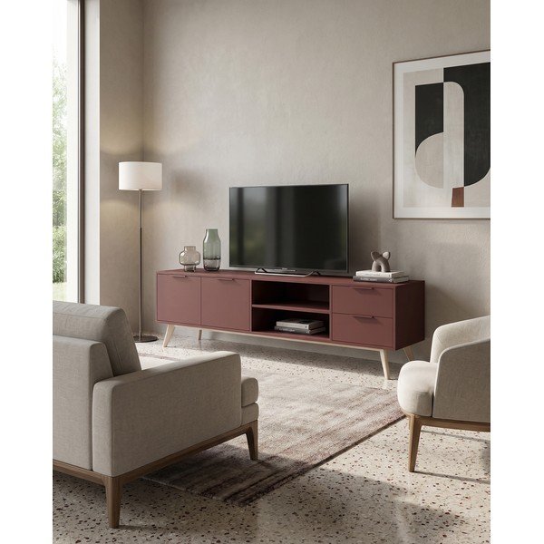 TV omarica v mat dekorju v barvi terakote 180x53x40 cm Campus – Marckeric-image-4