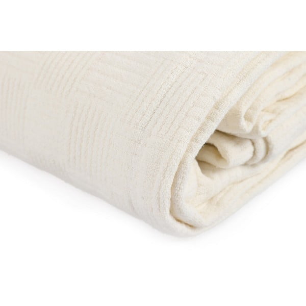 Bombažno posteljno pregrinjalo Pique Cream, 200 x 240 cm-image-2