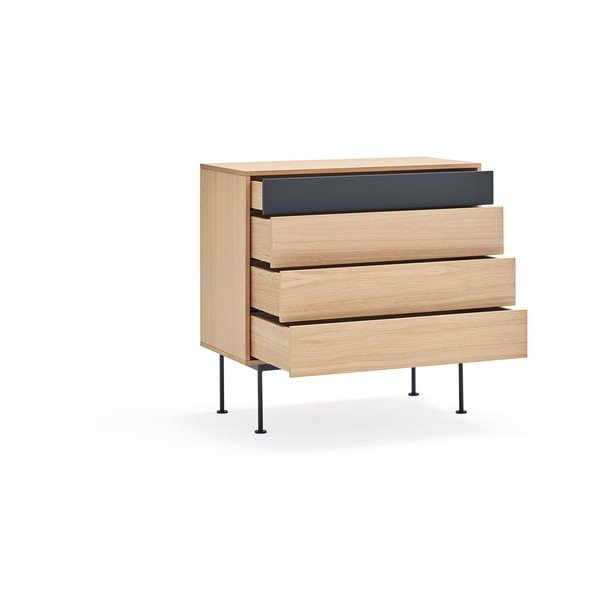 Antracitno siva komoda s hrastovim furnirjem Teulat Yoko-image-3