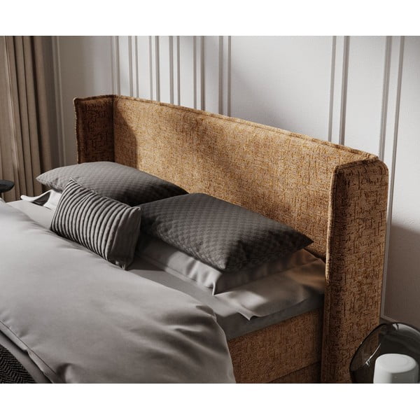 Oranžna boxspring postelja s prostorom za shranjevanje 160x200 cm Passion – Maison de Rêve-image-4