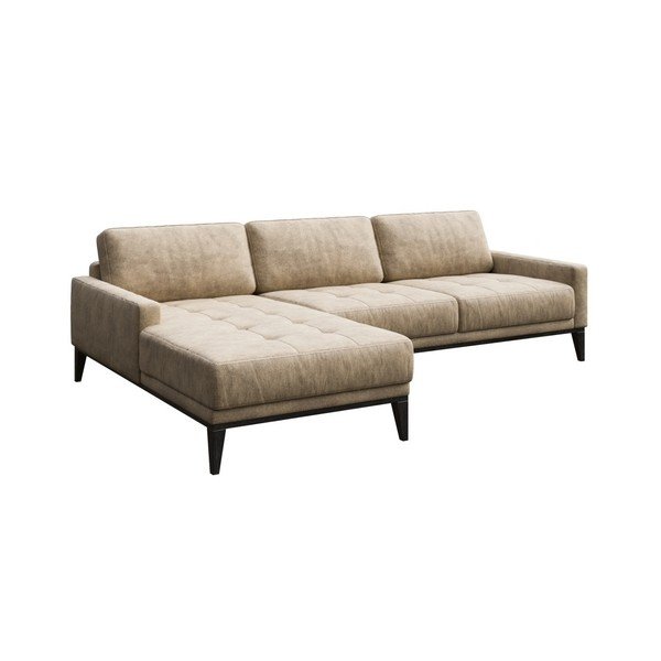 Bež usnjena sedežna garnitura MESONICA Musso Tufted, levi kot-image-2
