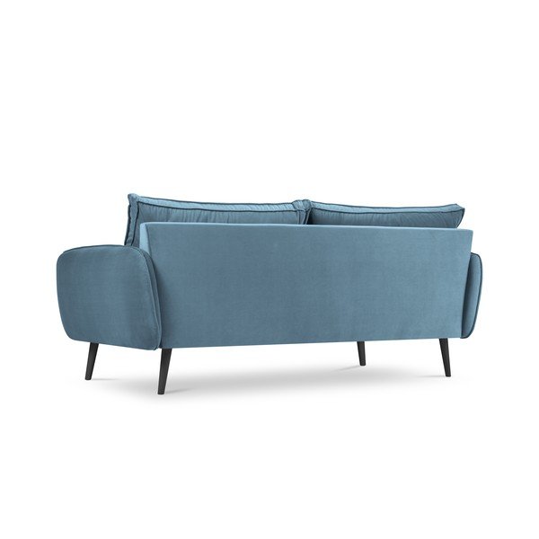 Svetlo modra žametna zofa s črnimi nogami Kooko Home Lento, 198 cm-image-3