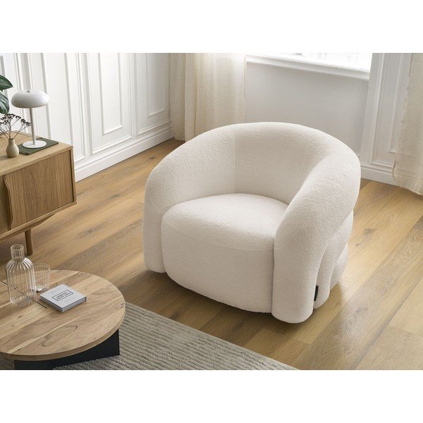 Bež vrtljiv fotelj iz tkanine bouclé Elina – Bobochic Paris-image-1