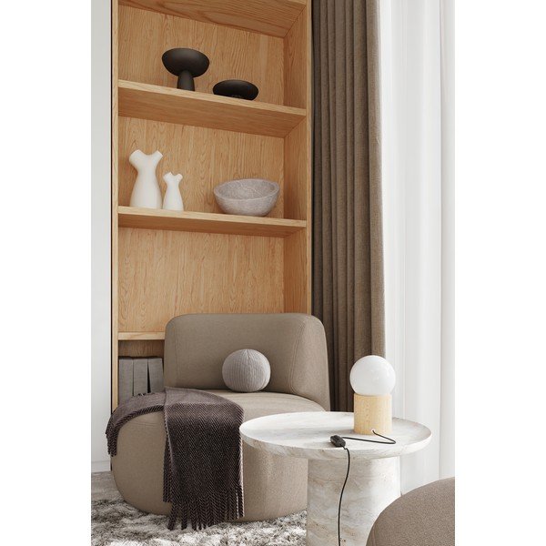 Namizna svetilka s steklenim senčilom v beli in naravni barvi (višina 21 cm) Surtur – Sollux-image-1