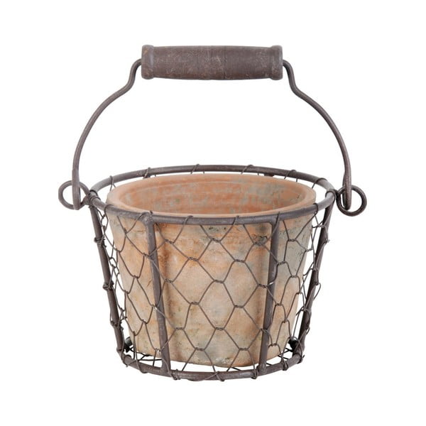 Žična košara z ročajem in loncem iz terakote Esschert Design