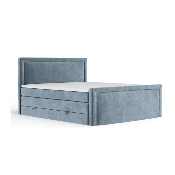 Modra boxspring postelja s prostorom za shranjevanje 160x200 cm Lavenda – Maison de Rêve