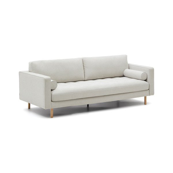Sivo-bež sedežna garnitura iz šenilje 222 cm Debra – Kave Home-image-1