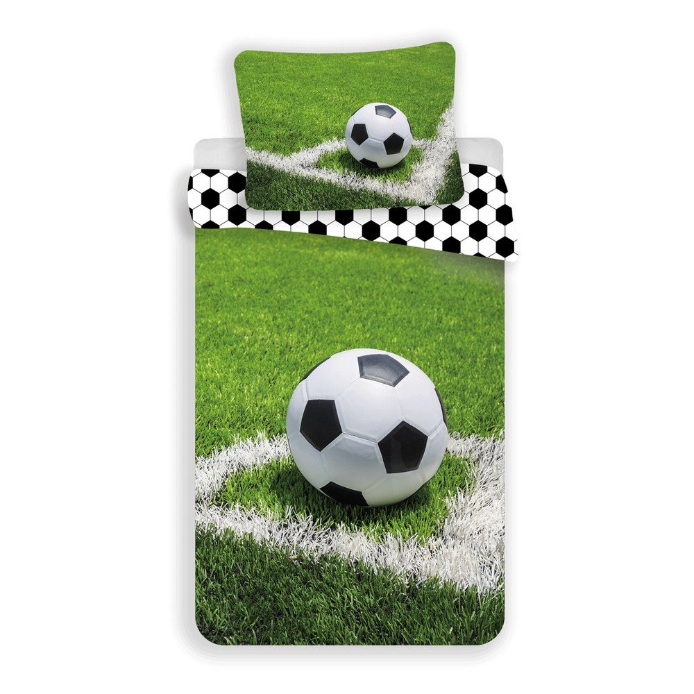 Zelena enojna bombažna otroška posteljnina 140x200 cm Football