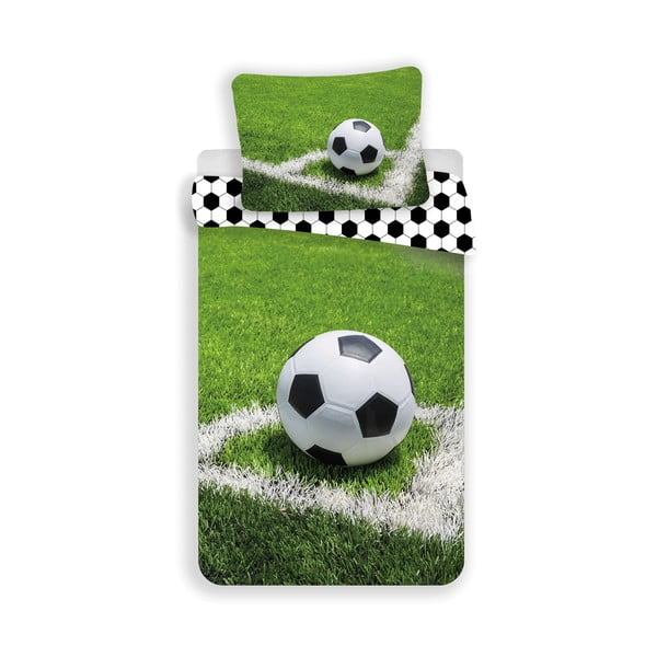 Zelena enojna bombažna otroška posteljnina 140x200 cm Football – Jerry Fabrics