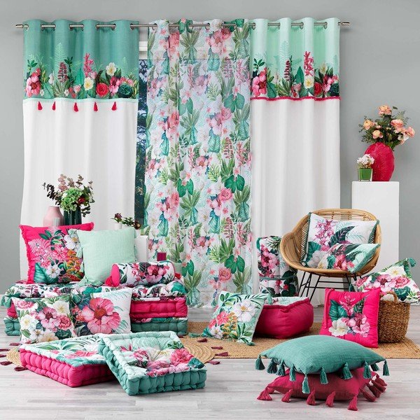 Zeleno-rožnata vrtna sedežna blazina za ležalnik 60x180 cm Anabella – douceur d'intérieur-image-3