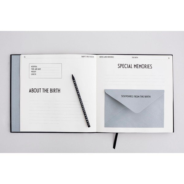Črna spominska knjiga Design Letters Baby's First Book-image-2