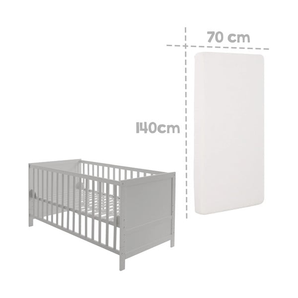 Svetlo siva otroška posteljica z ogrodjem za baldahin 70x140 cm Sternenzauber – Roba-image-2