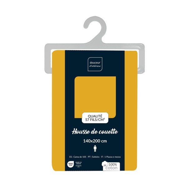 Rumena enojna bombažna prevleka za odejo 140x200 cm Lina – douceur d'intérieur-image-2