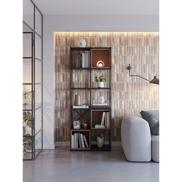 Črn in opečnato oranžen regal 71x179 cm Anya – Marckeric-image-1