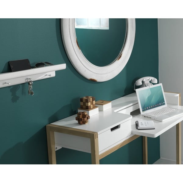 Bel stenski obešalnik iz masivne jelke s polico Trays – Tomasucci-image-1