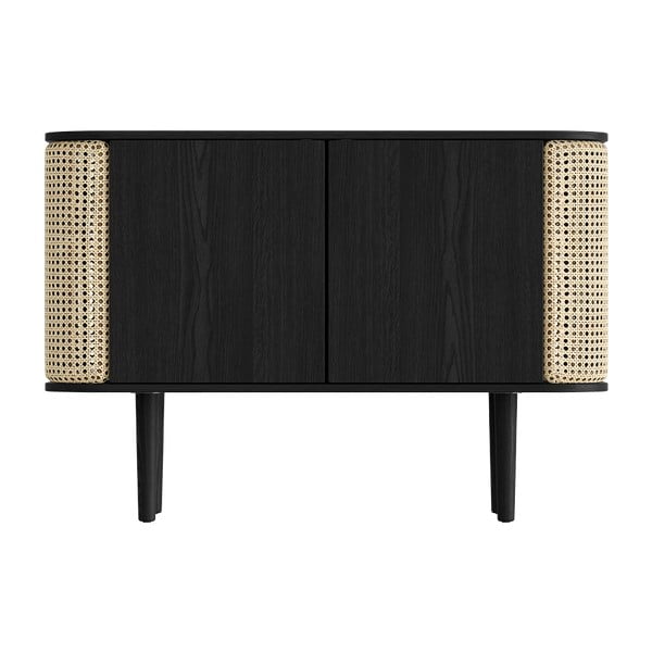 Črna/naravna nizka komoda v hrastovem dekorju 109x75 cm Treasures – UMAGE-image-3