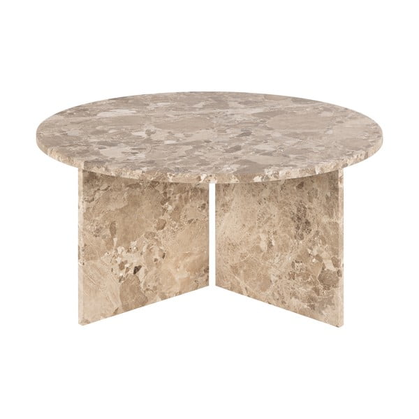 Svetlo rjava marmorna okrogla mizica ø 90 cm Vega – Actona