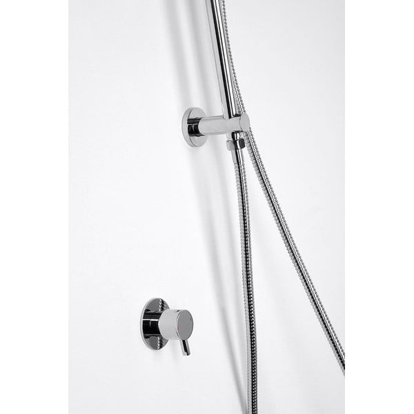 Medeninast stenski drog za tuš v sijajno srebrni barvi z drsnim nosilcem in odtokom za vodo 76 cm Daniela – Sapho-image-2