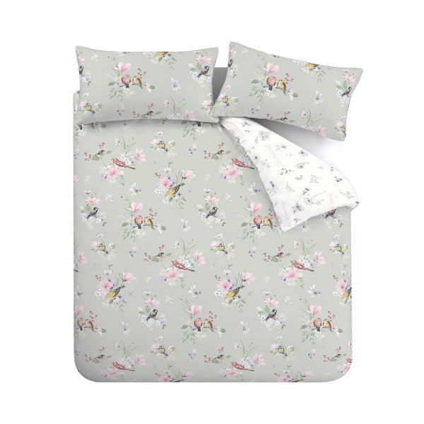 Svetlo zelena posteljnina za zakonsko posteljo 200x200 cm Songbird – Catherine Lansfield-image-2