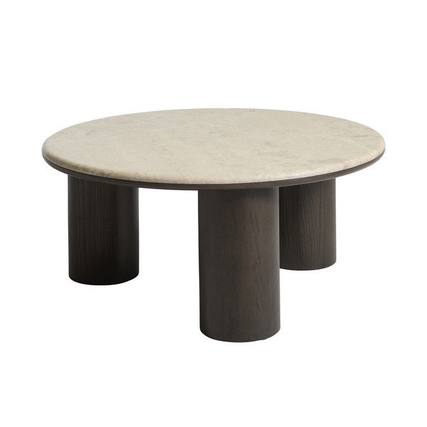 Okrogla klubska mizica z marmorno mizno ploščo v temni naravni barvi ø 90 cm Piazze – Unique Furniture