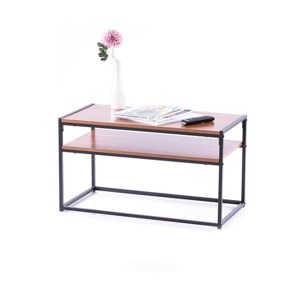 Rjava mizica z mizno ploščo v orehovem dekorju 40x80 cm Pjan – Homede-image-3
