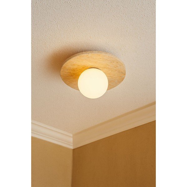 Bež lončena stropna svetilka s steklenim senčilom ø 12 cm Hilde – Opviq lights-image-1