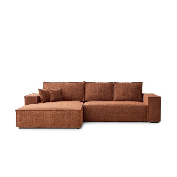 Bakrena raztegljiva/s prostorom za shranjevanje kotna sedežna garnitura iz šenilje (levi kot/z ležalnikom) Maze – Maison de Rêve