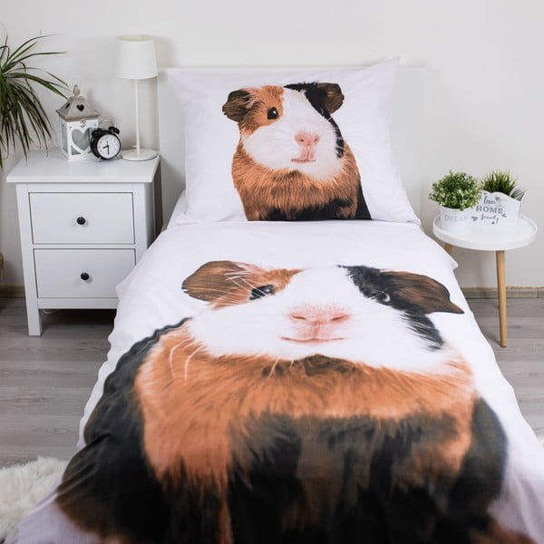 Bela enojna bombažna otroška posteljnina 140x200 cm Guinea Pig – Jerry Fabrics-image-1